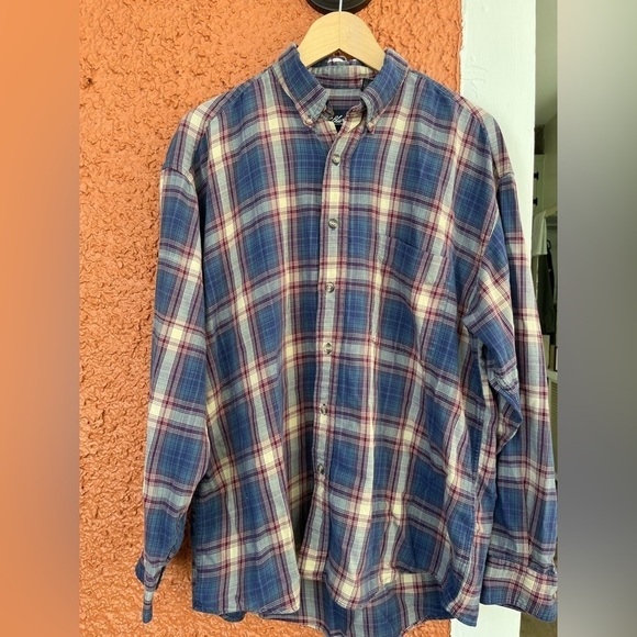 Bill Blass Plaid Button Down- 100% Cotton Large - Picture 1 of 7